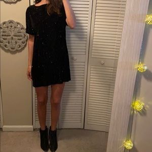 Black suede t shirt dress
